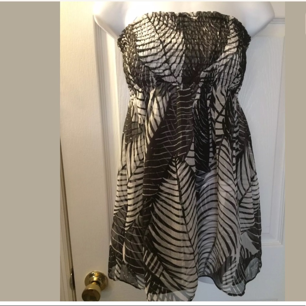 White House Black Market Silk Strapless Blouse Top